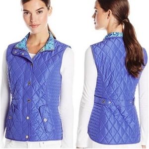 Lilly Pulitzer Blake Iris Blue Quilted Vest Preppy Prep Old Money
